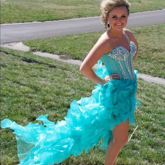 Sherri Hill Turquoise Prom Dress Style 1543 - Picture 1 of 10